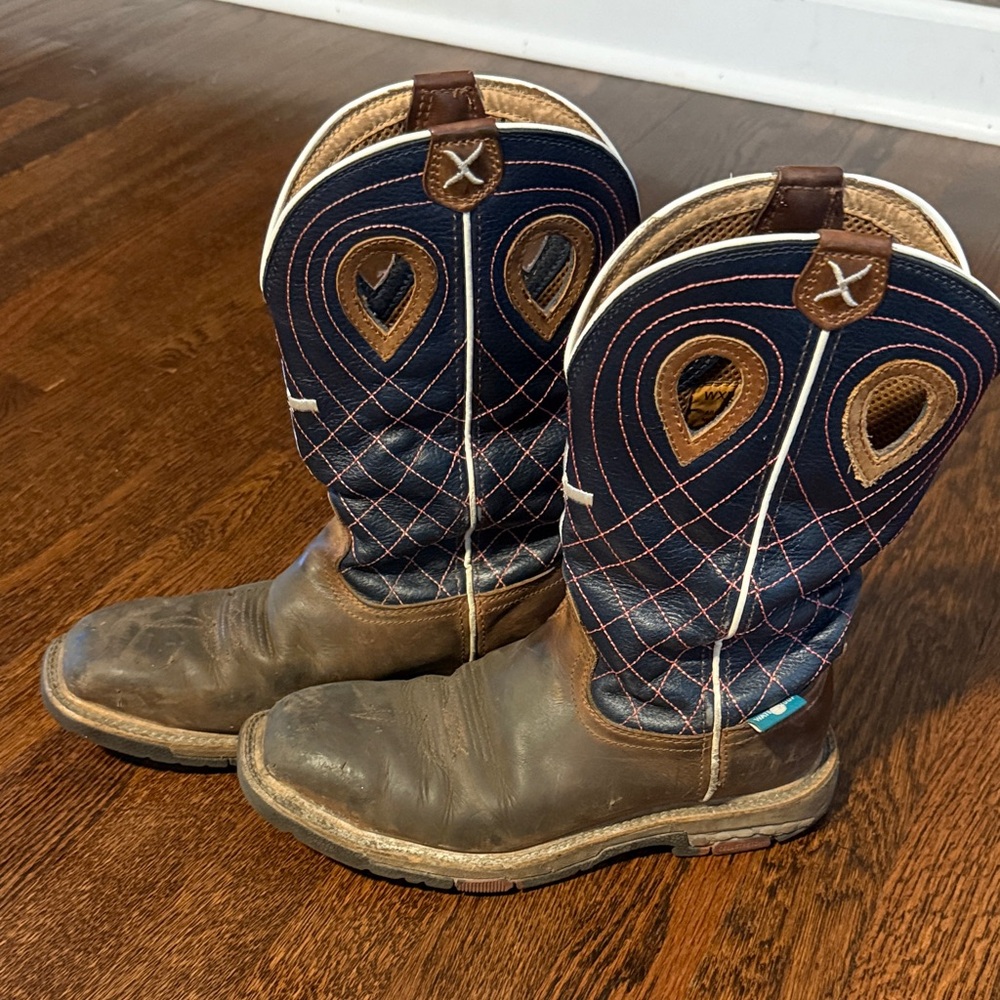 Twisted X Brown and Blue Ankle Boots